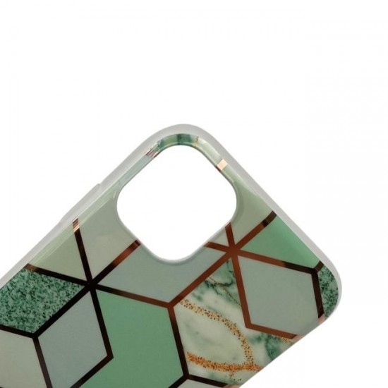 Husa protectie Flippy compatibila cu Apple iPhone 12 Mini Soft IMD TPU Marble Geometric Verde - Image 5