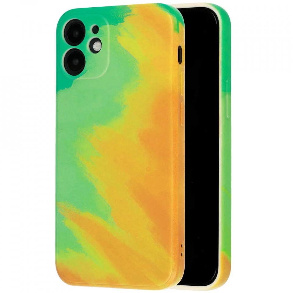 Husa protectie Flippy compatibila cu Apple iPhone 12 Tpu Ombre, Verde/Galben