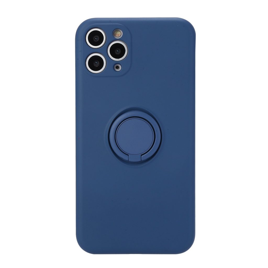 Husa protectie Flippy compatibila cu Apple iPhone 7/8/SE 2020 Liquid Silicone Ring cu suport rotativ Albastru