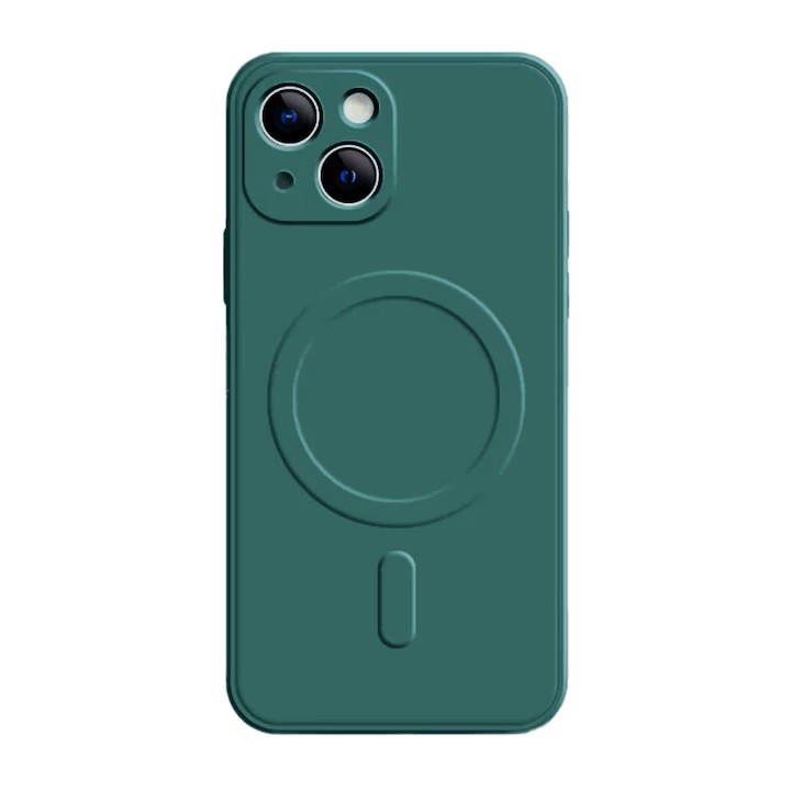 Husa Protectie, Flippy, Husa de Protectie Compatibila cu iPhone 13, Liquid MagSafe, Ring-Shaped, Magnetica, Verde