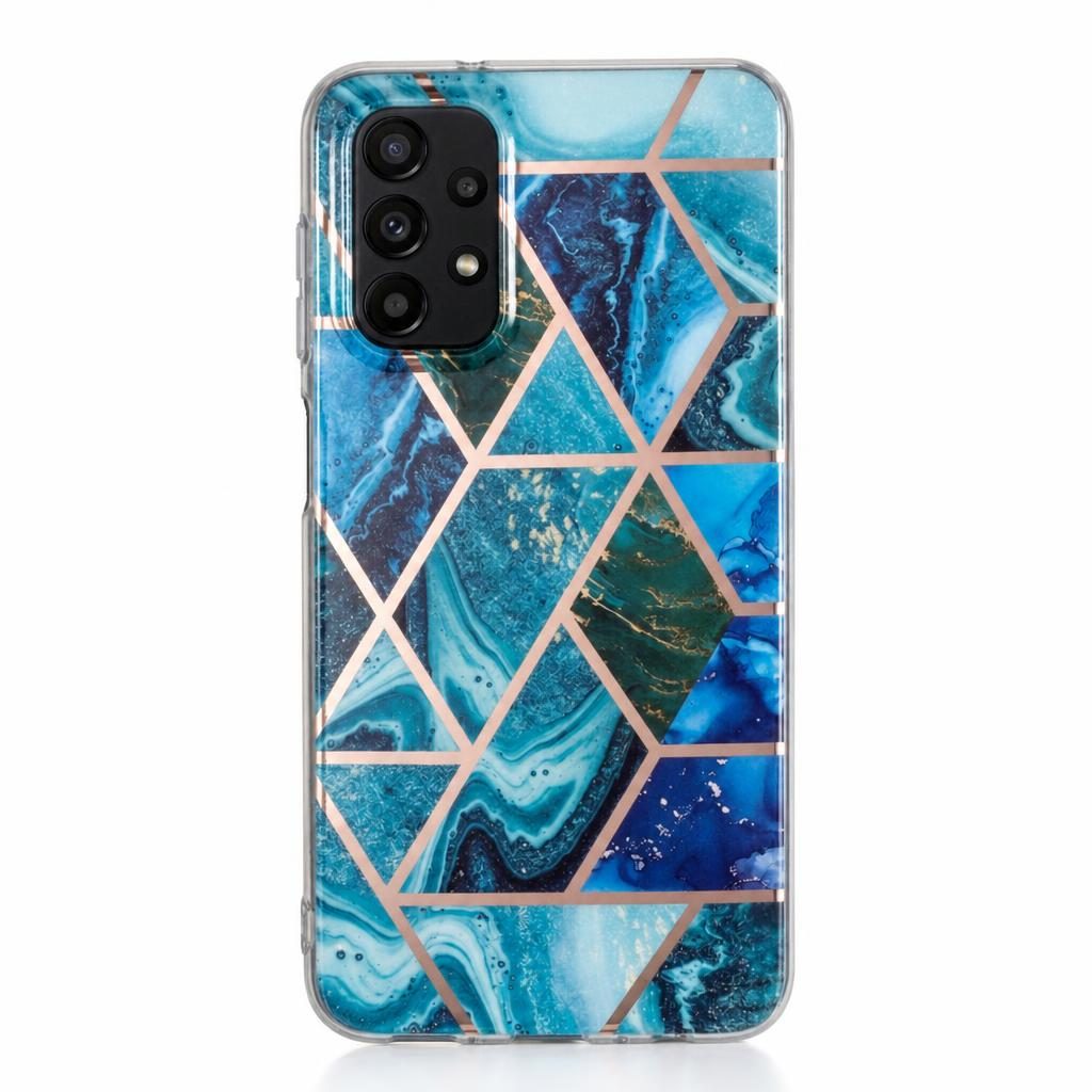 Husa protectie Flippy compatibila cu Samsung Galaxy A32 5G Soft IMD TPU Marble Geometric Albastru