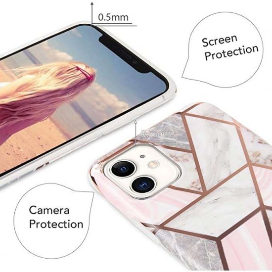 Husa protectie Flippy compatibila cu Samsung Galaxy A72 Soft IMD TPU Marble Geometric Alb - Image 2