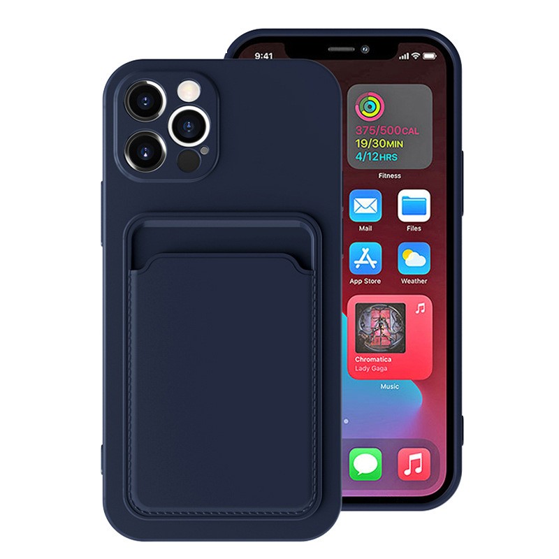 Husa protectie Flippy cu suport card compatibila cu Apple iPhone 12 Albastru - Image 6