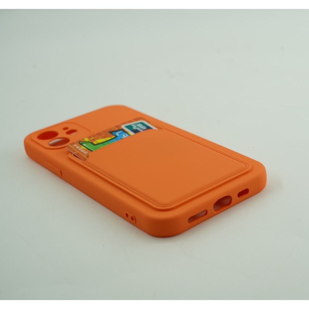 Husa protectie Flippy cu suport card compatibila cu Apple iPhone 12 Portocaliu - Image 5