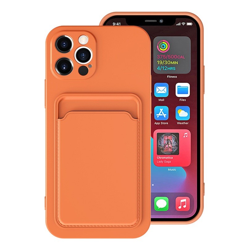 Husa protectie Flippy cu suport card compatibila cu Apple iPhone 13 Mini Portocaliu