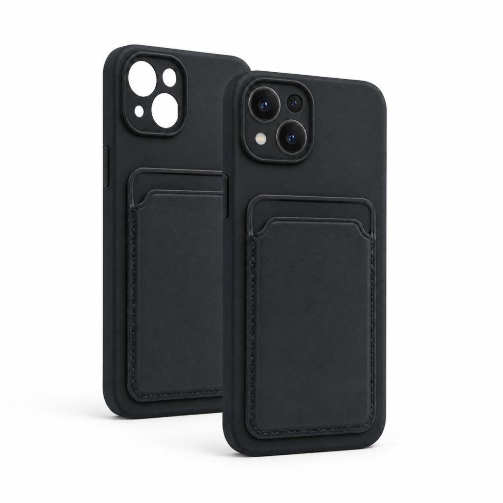 Husa protectie Flippy cu suport card compatibila cu Apple iPhone 13 Negru