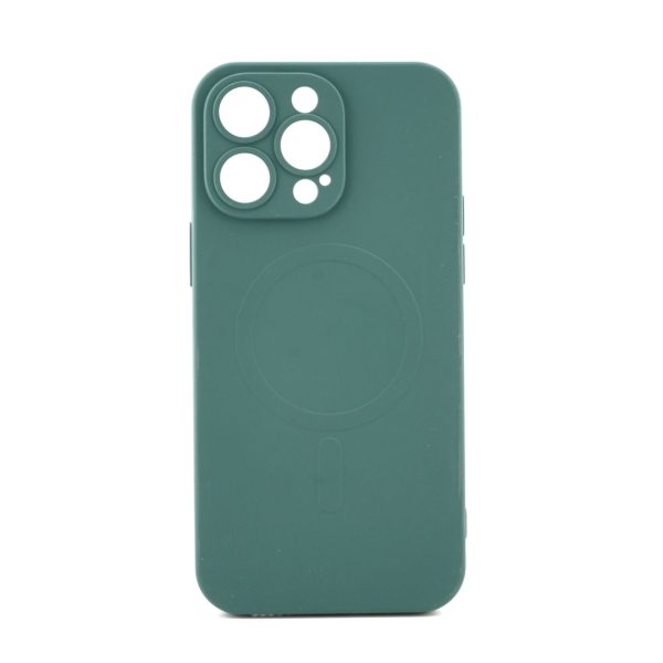 Husa Protectie, Flippy, Husa de Protectie Compatibila cu iPhone 14 Pro Max, Liquid MagSafe, Ring-Shaped, Magnetica, Verde