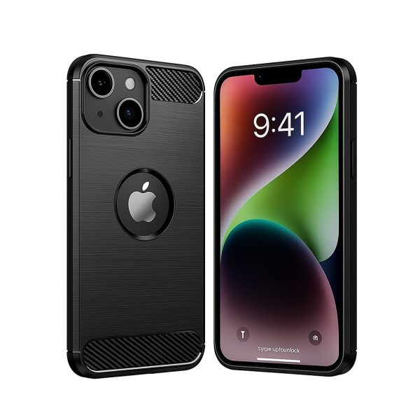 Husa Protectie, Flippy, compatibila Apple iPhone 14 Plus, Carcasa TPU Carbon, 1.5 mm, Negru