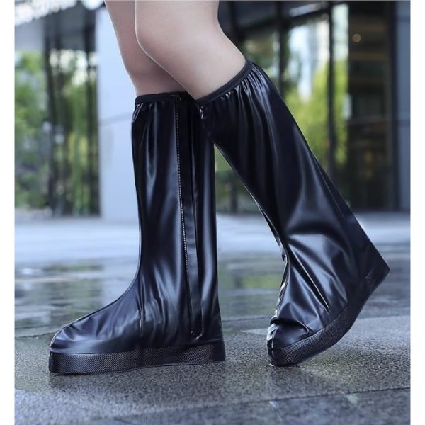 Protectie Incaltaminte pentru Ploaie si Noroi, Flippy, Impermeabila, Talpa Antiderapanta, cu Fermoar si Capsa, Inaltime 40 cm, Marime S 34-35, Negru
