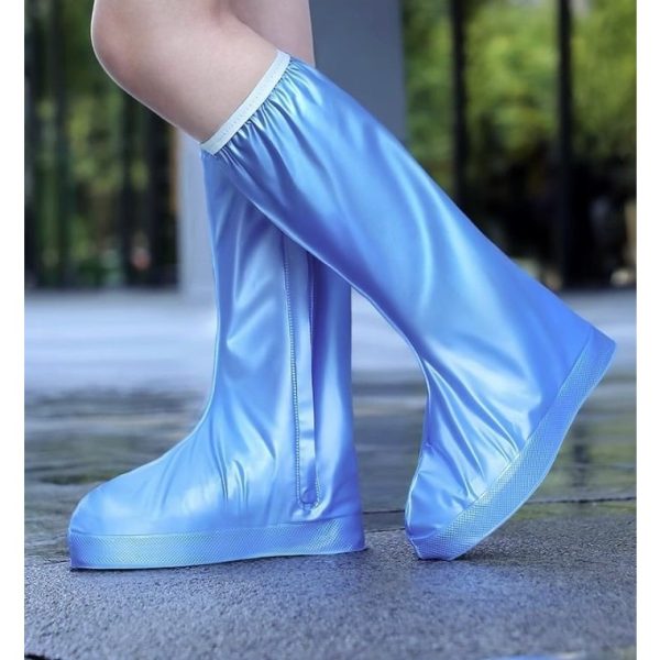Protectie Incaltaminte pentru Ploaie si Noroi, Flippy, Impermeabila, Talpa Antiderapanta, cu Fermoar si Capsa, Inaltime 40 cm, Marime XXL 42-43, Albastru
