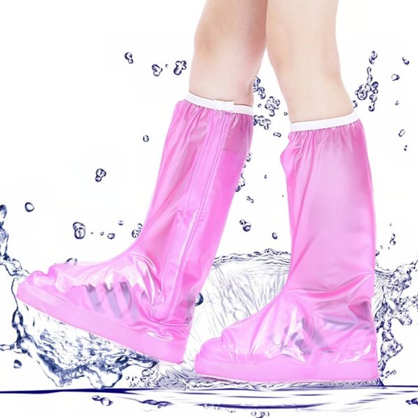 Protectie Incaltaminte pentru Ploaie si Noroi, Flippy, Impermeabila, Talpa Antiderapanta, cu Fermoar si Capsa, Inaltime 40 cm, Marime XL 40-41, Roz