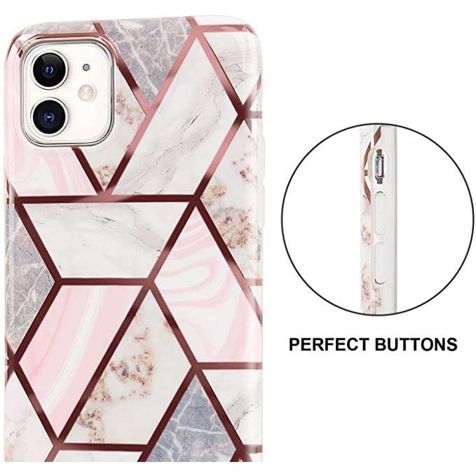 Husa protectie pentru Apple iPhone 11 Pro Soft IMD TPU Marble Geometric Alb - Image 3