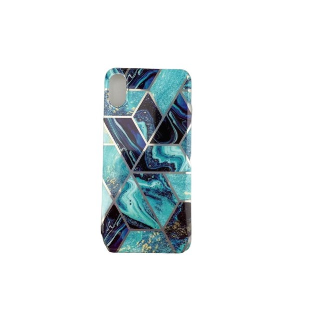 Husa protectie pentru Apple iPhone XR Soft IMD TPU Marble Geometric Albastru - Image 3
