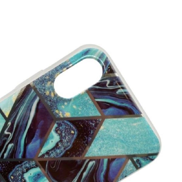 Husa protectie pentru Apple iPhone XR Soft IMD TPU Marble Geometric Albastru - Image 4