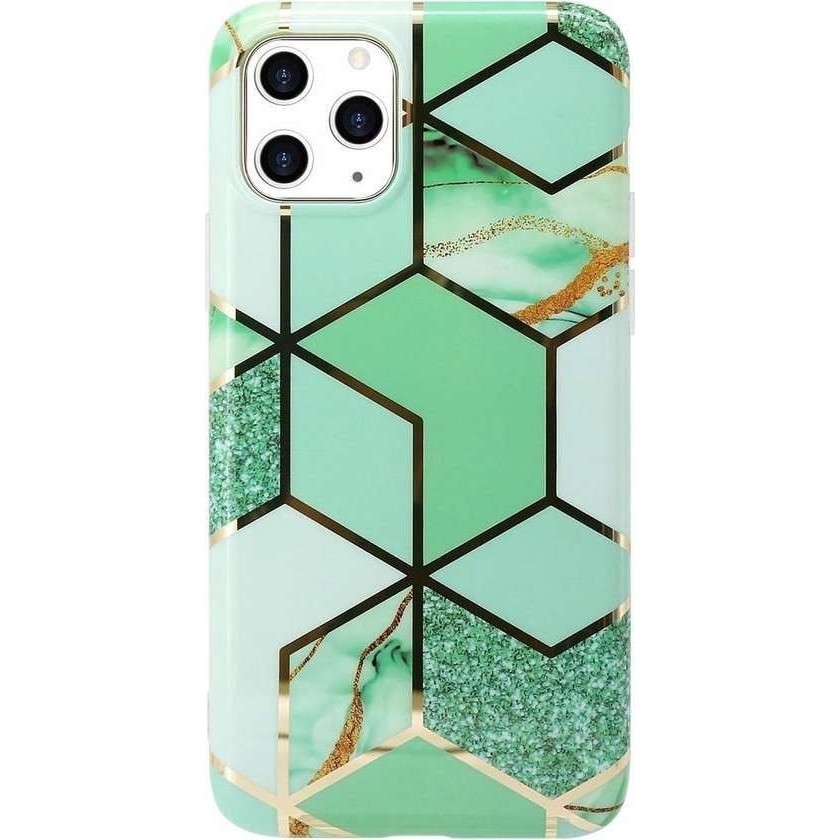 Husa protectie pentru Huawei P Smart 2020 Soft IMD TPU Marble Geometric Verde - Image 6