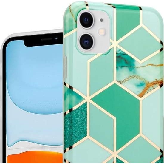 Husa protectie pentru Huawei P Smart 2020 Soft IMD TPU Marble Geometric Verde - Image 8