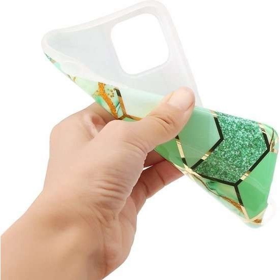 Husa protectie pentru Samsung A51 Soft IMD TPU Marble Geometric Verde - Image 4