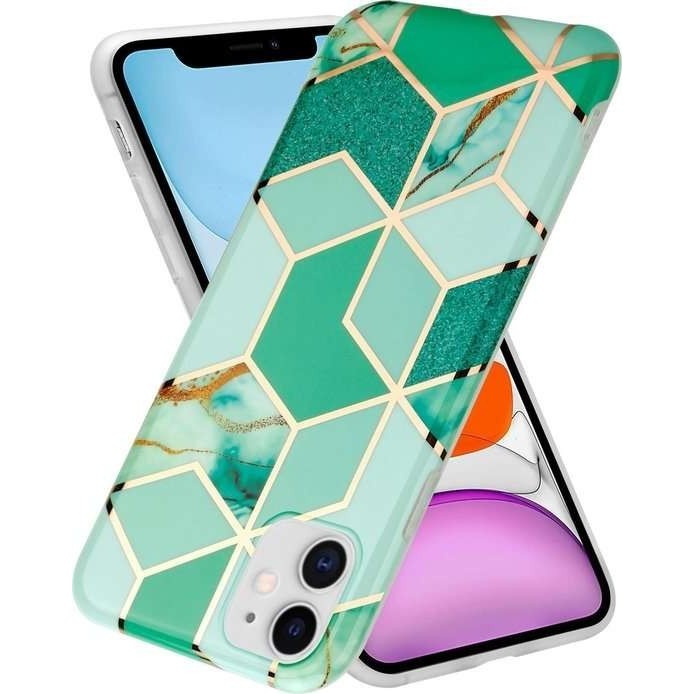 Husa protectie pentru Samsung A51 Soft IMD TPU Marble Geometric Verde - Image 5