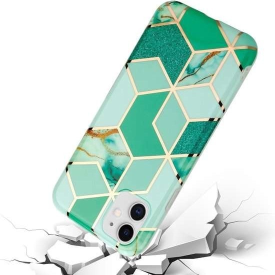 Husa protectie pentru Samsung A51 Soft IMD TPU Marble Geometric Verde - Image 7