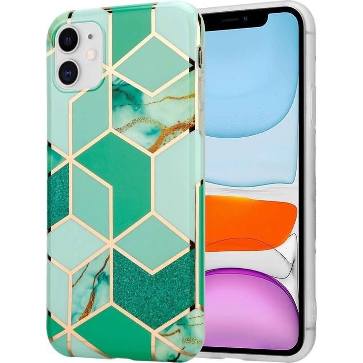 Husa protectie pentru Samsung A51 Soft IMD TPU Marble Geometric Verde - Image 9