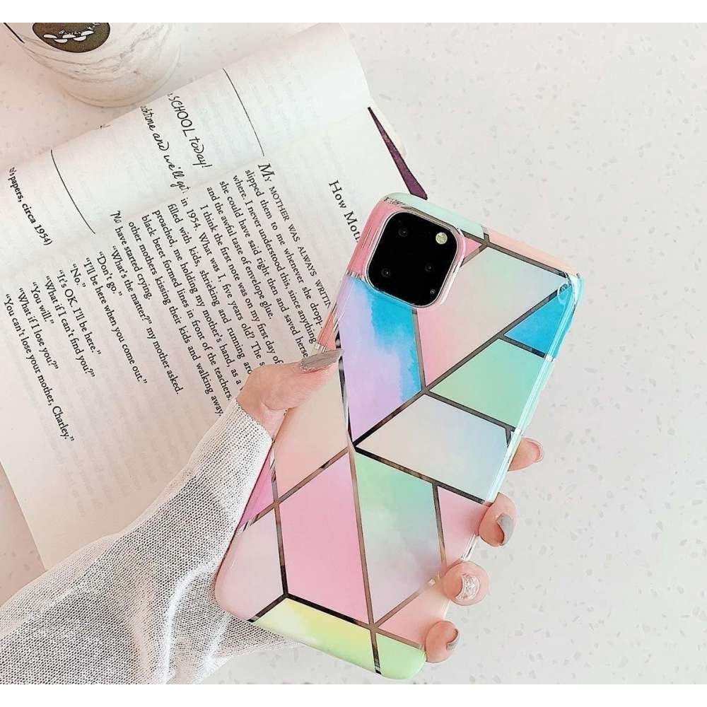 Husa protectie pentru Samsung A71 Soft IMD TPU Marble Geometric Roz - Image 4