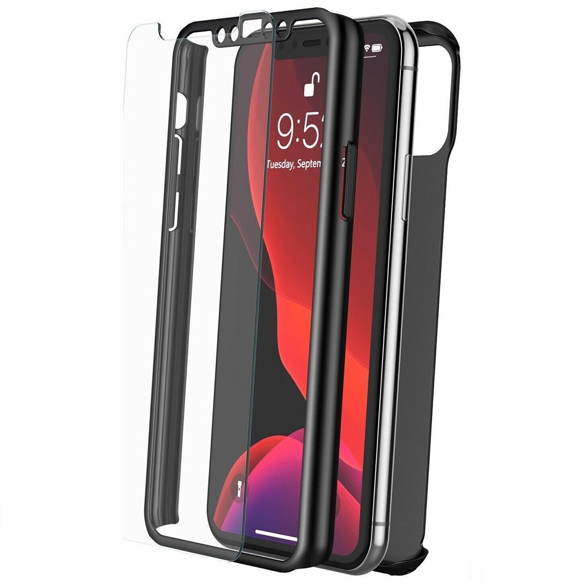 Husa Samsung A51, Full Cover 360, Negru + Folie de protectie - Image 6