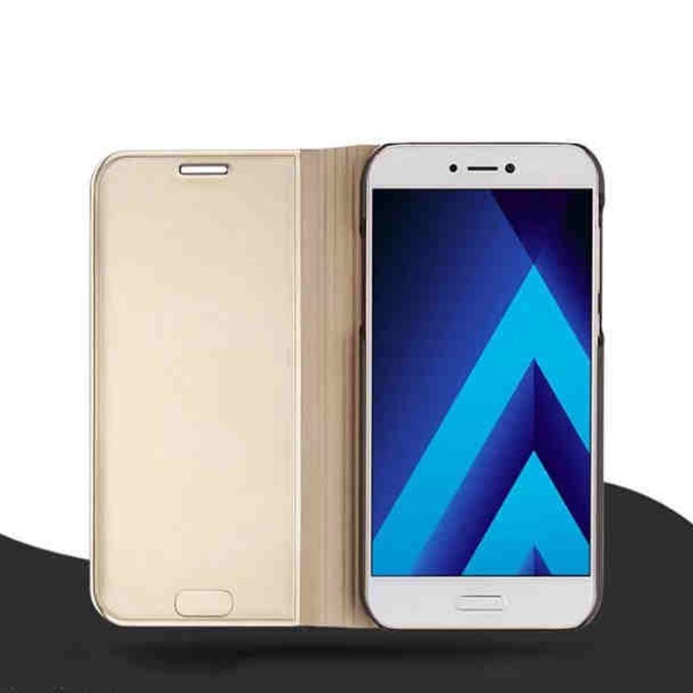 Husa Samsung Galaxy A3 2017 Flip Cover Oglinda Auriu - Image 6