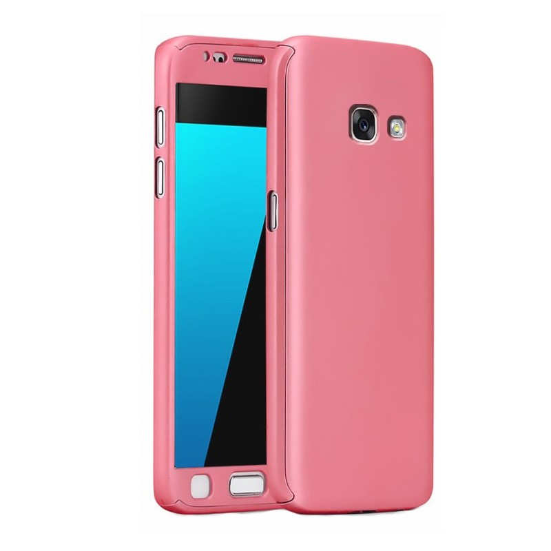 Husa Samsung Galaxy A3 2017 Full Cover 360 Roz Auriu + Folie de protectie - Image 3