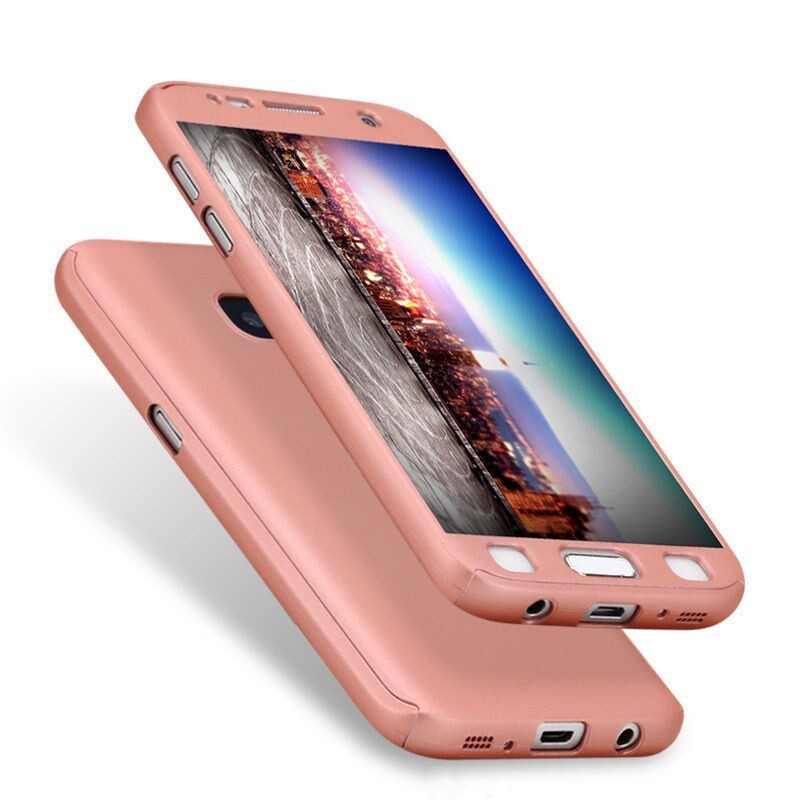 Husa Samsung Galaxy A7 2017 Full Cover 360 Roz Auriu + Folie de protectie - Image 5