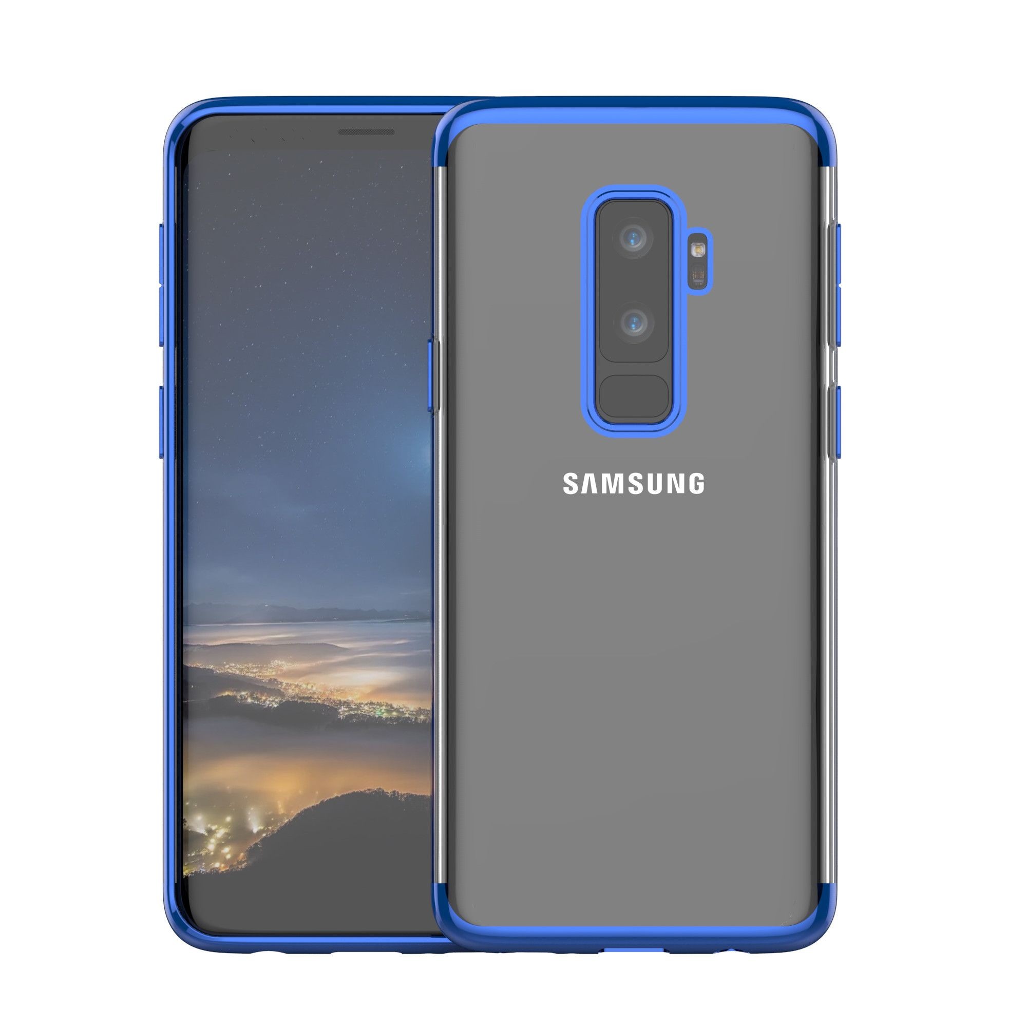 Husa Samsung Galaxy S9 Plus Transparent cu Margini Albastre - Image 2