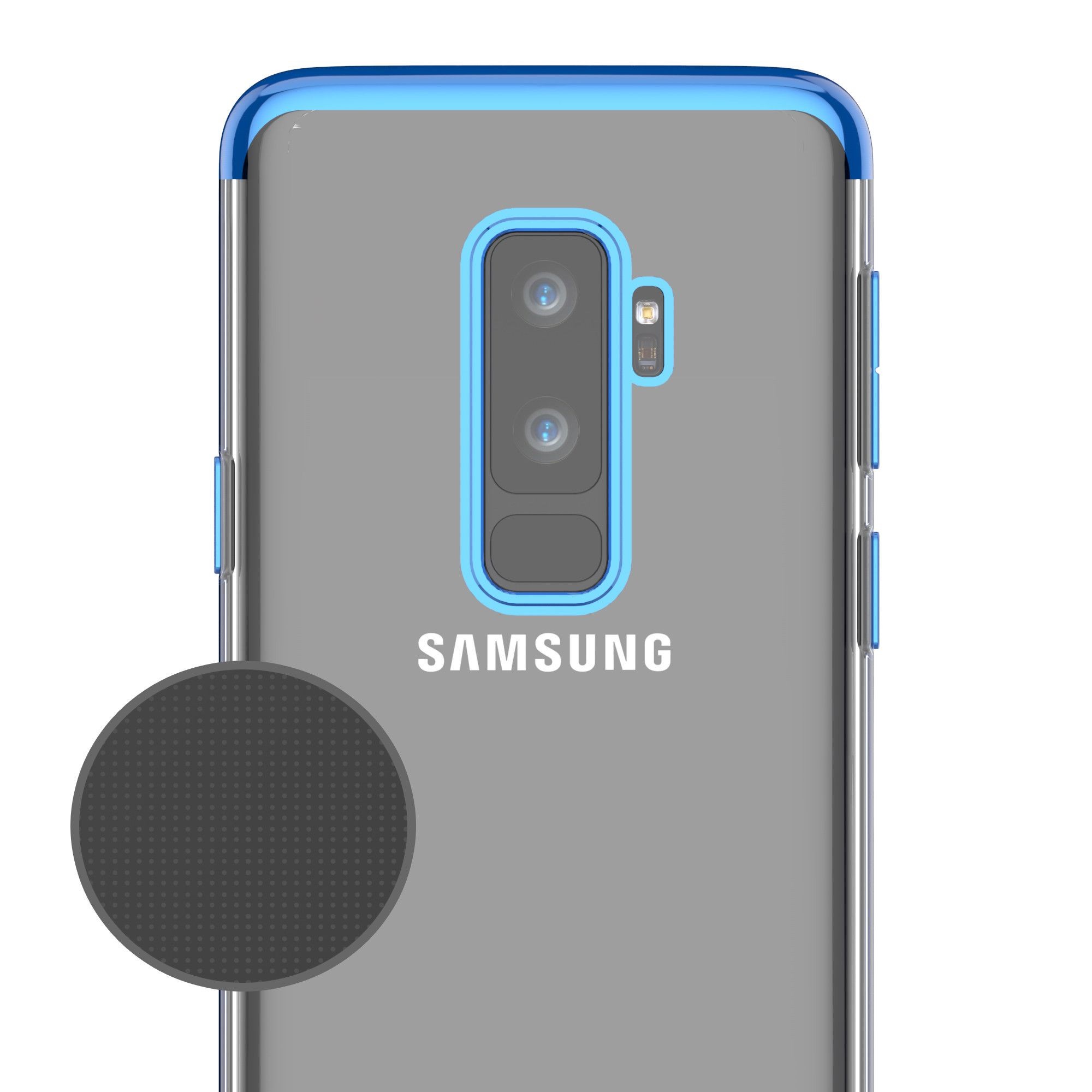 Husa Samsung Galaxy S9 Plus Transparent cu Margini Albastre - Image 3
