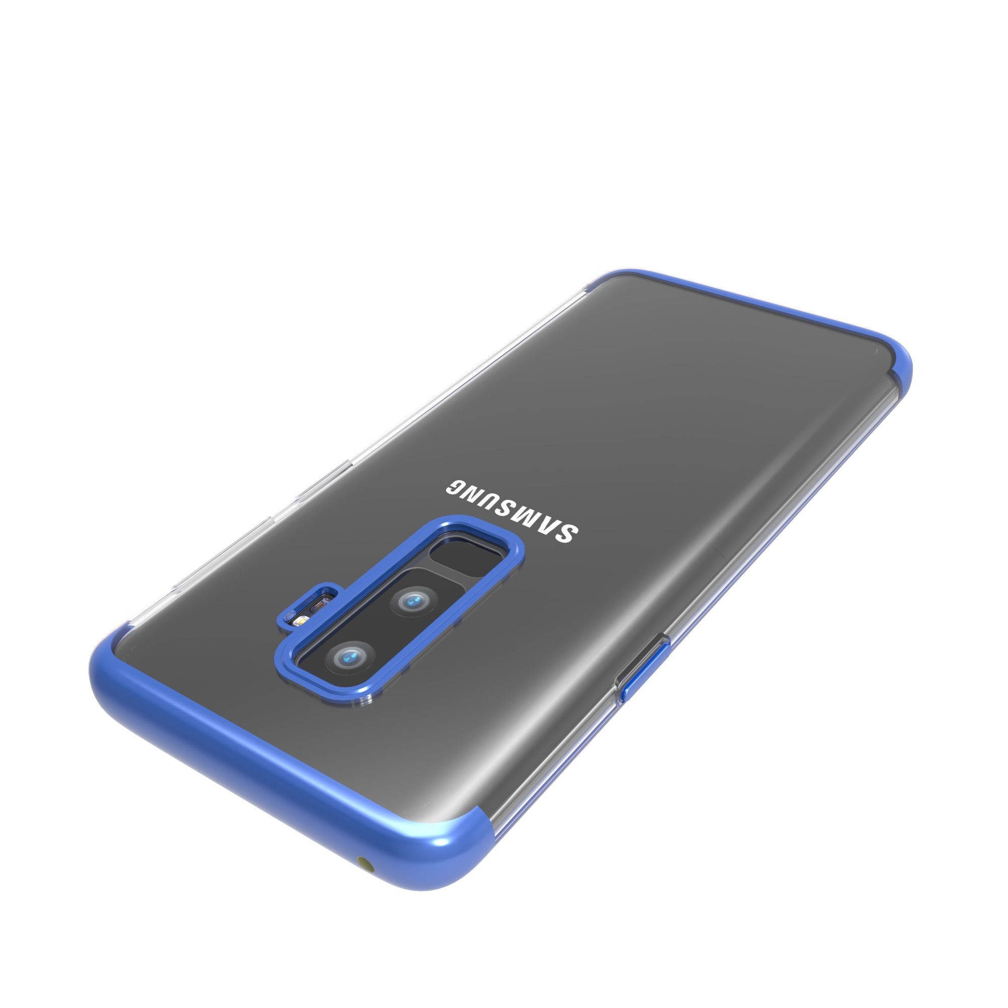 Husa Samsung Galaxy S9 Plus Transparent cu Margini Albastre - Image 5