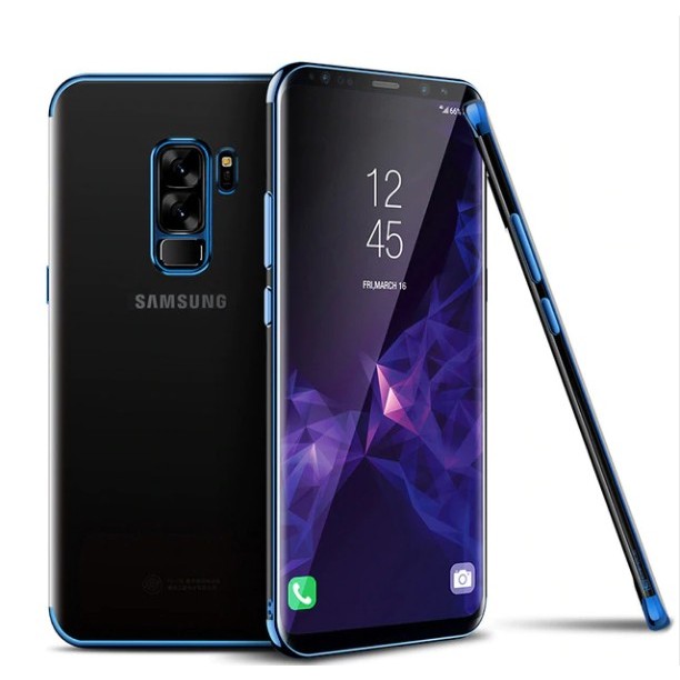 Husa Samsung Galaxy S9 Transparent cu Margini Albastre - Image 2
