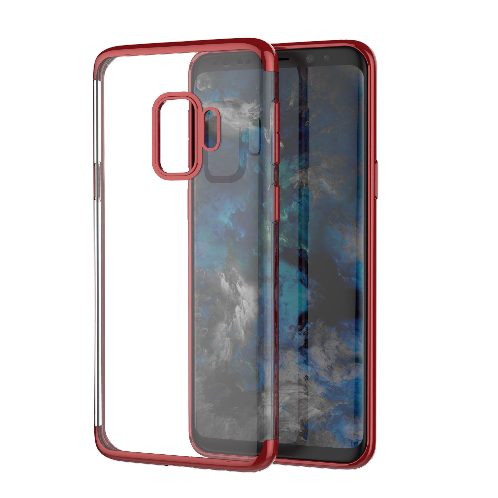 Husa Samsung Galaxy S9 Transparent cu Margini Rosii - Image 2