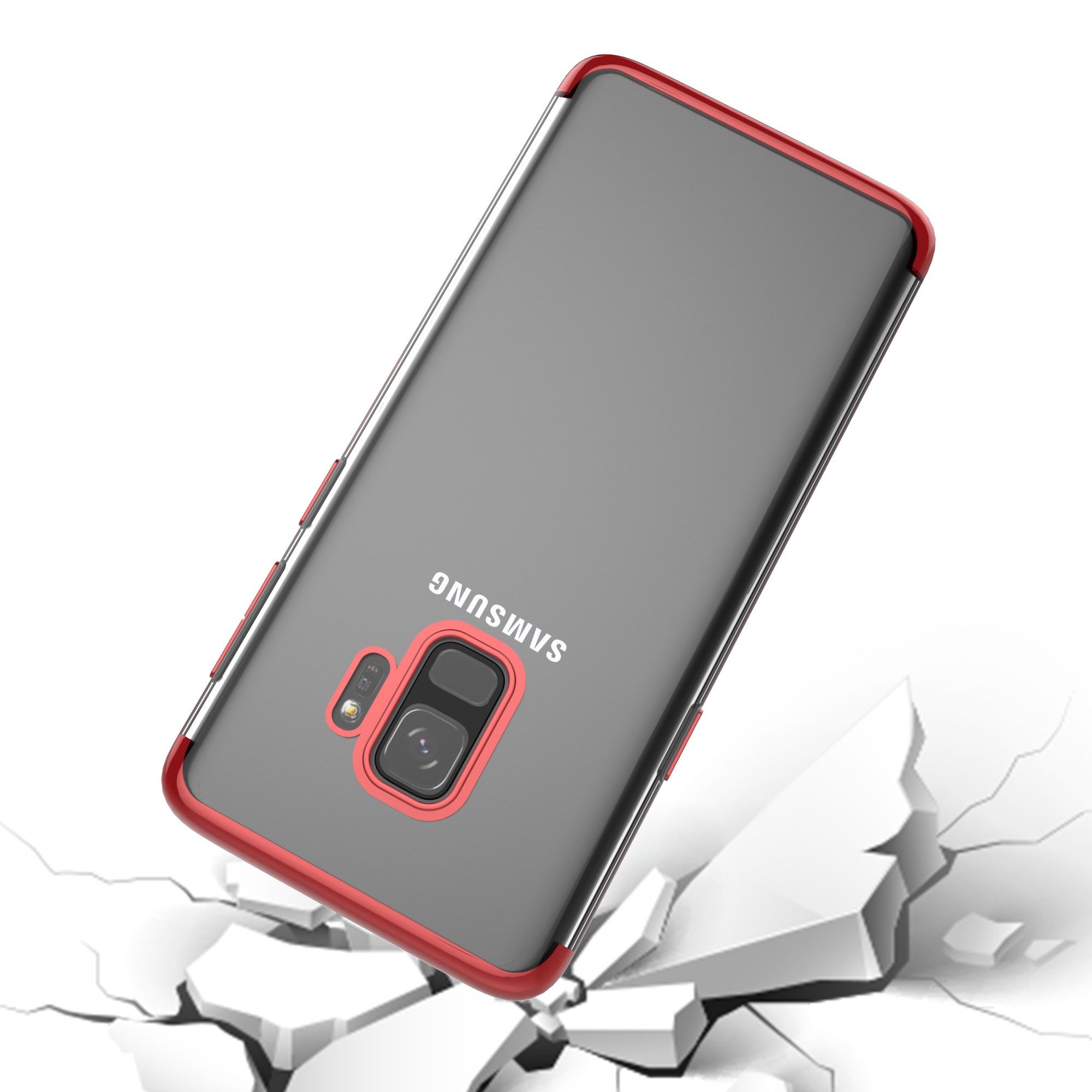 Husa Samsung Galaxy S9 Transparent cu Margini Rosii - Image 3