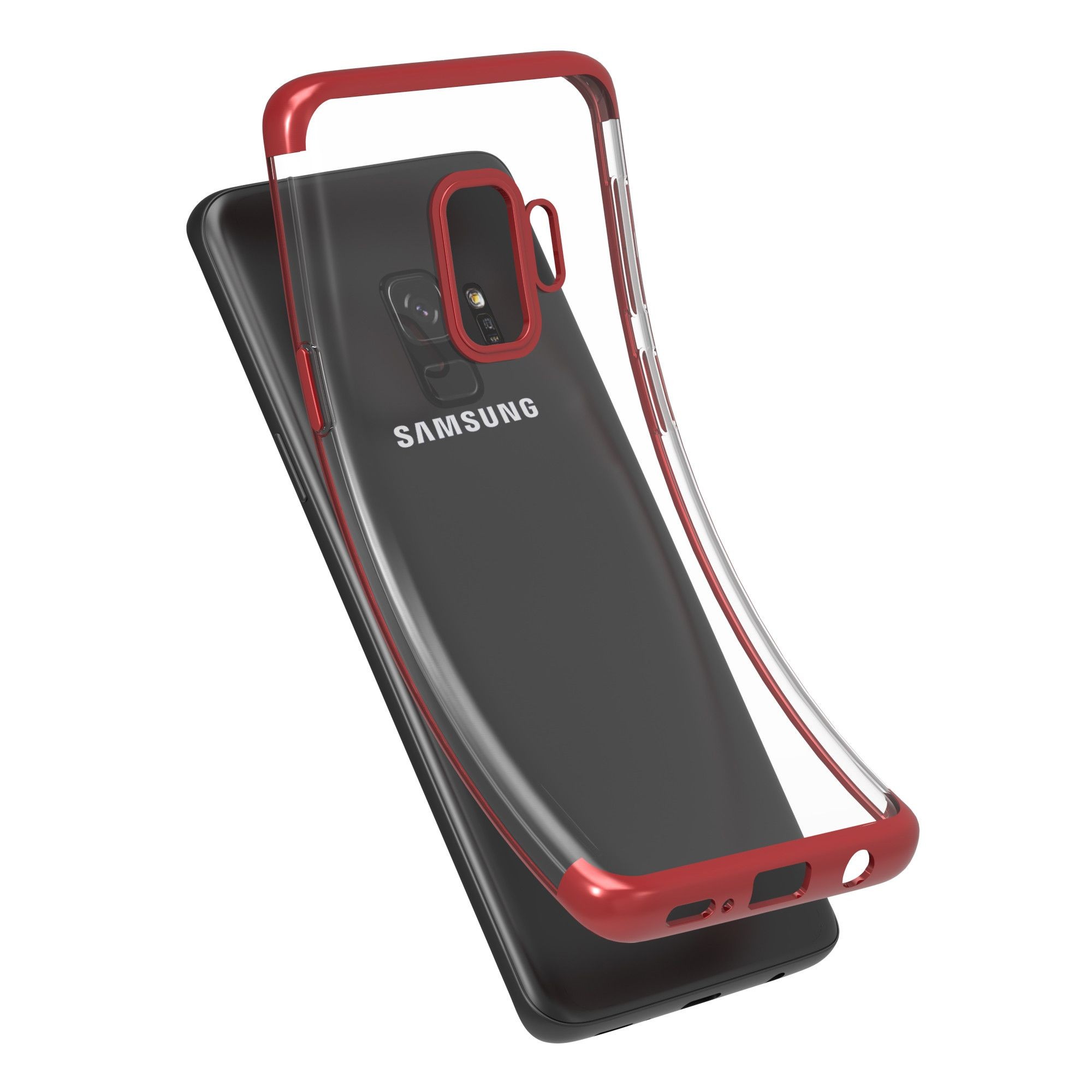 Husa Samsung Galaxy S9 Transparent cu Margini Rosii - Image 4