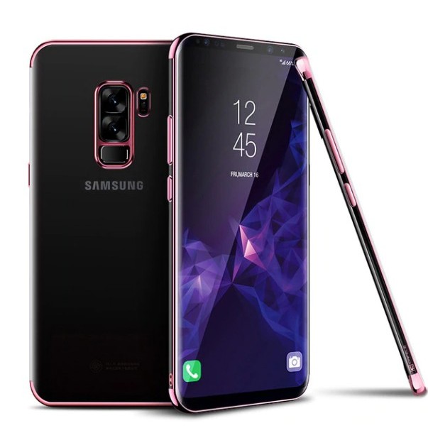 Husa Samsung Galaxy S9 Transparent cu Margini Roz-Aurii - Image 3