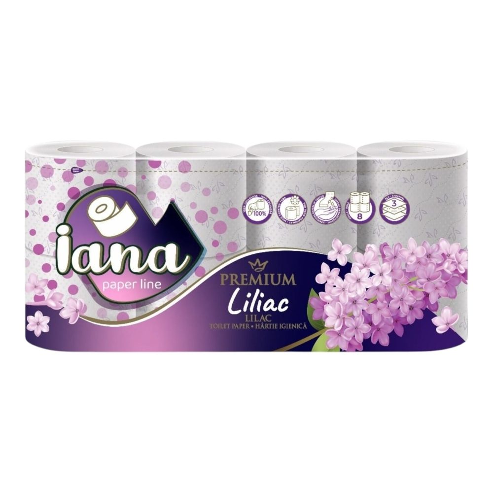 Iana Hartie Igienica 8ROLE 3STR Premium Liliac