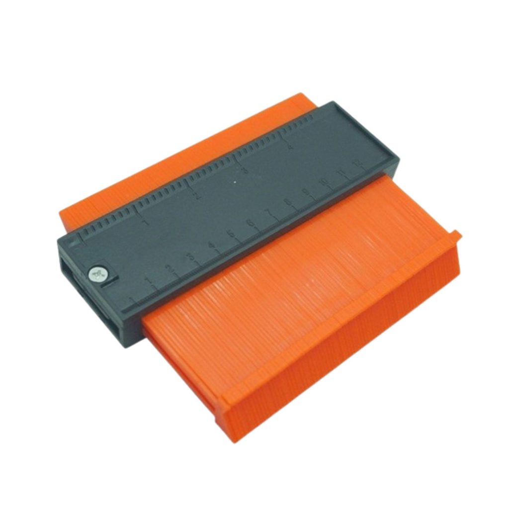 Sablon Masurare Contur, Flippy, Cu Rigla Integrata, pentru Copiere Unghiuri si Forme Neregulate, Plastic Rezistent, 14.6 x 10.5 cm, Portocaliu/Negru