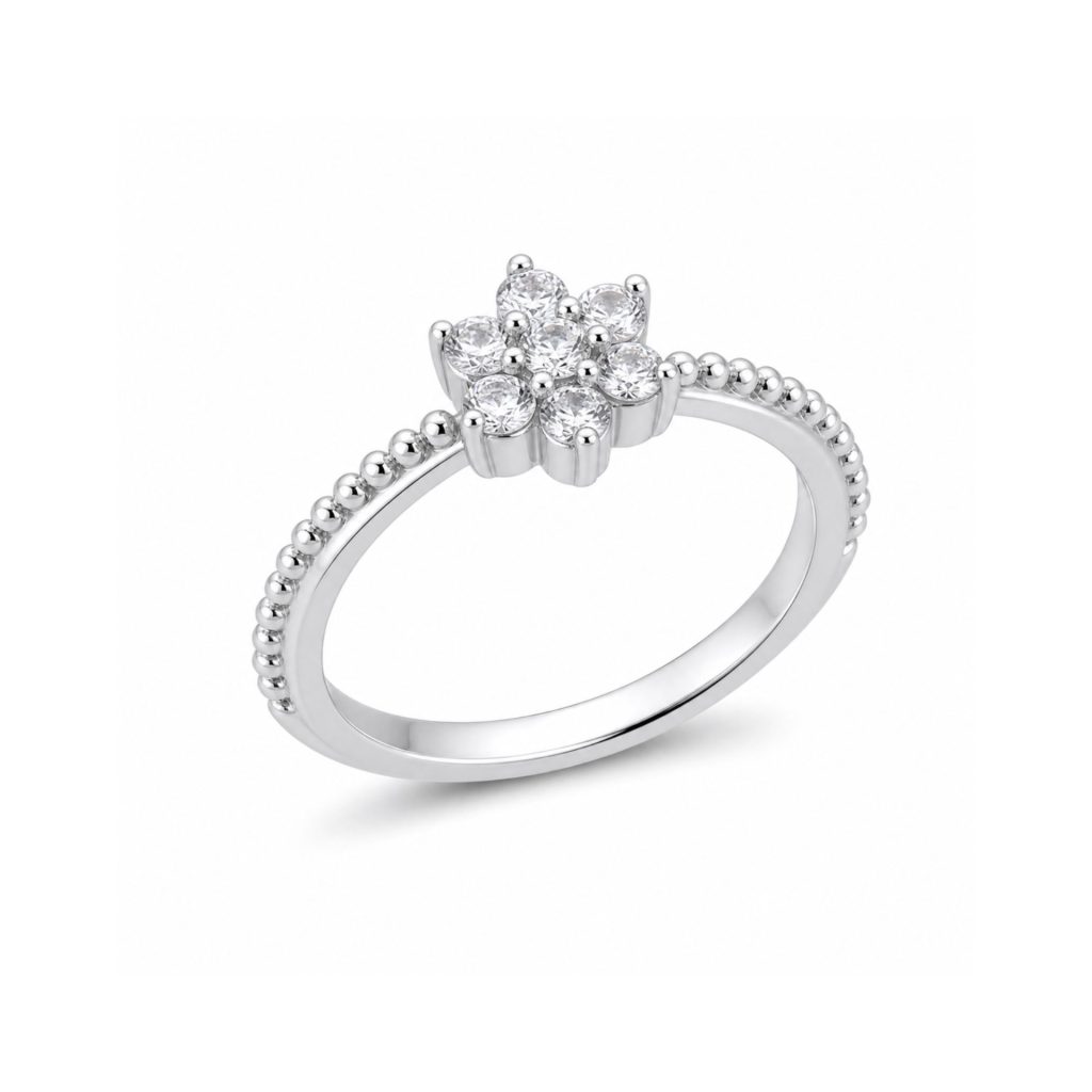 Inel Argint 925 Floare cu Zirconii, Marime 54, 1.77 g