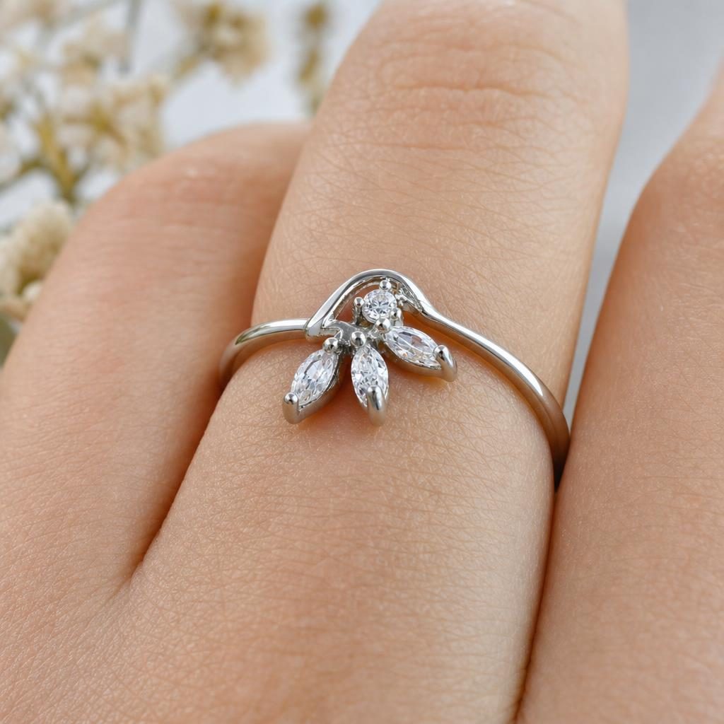 Inel din Argint 925 cu Zirconii, model Floare, marimea 55 - Image 3