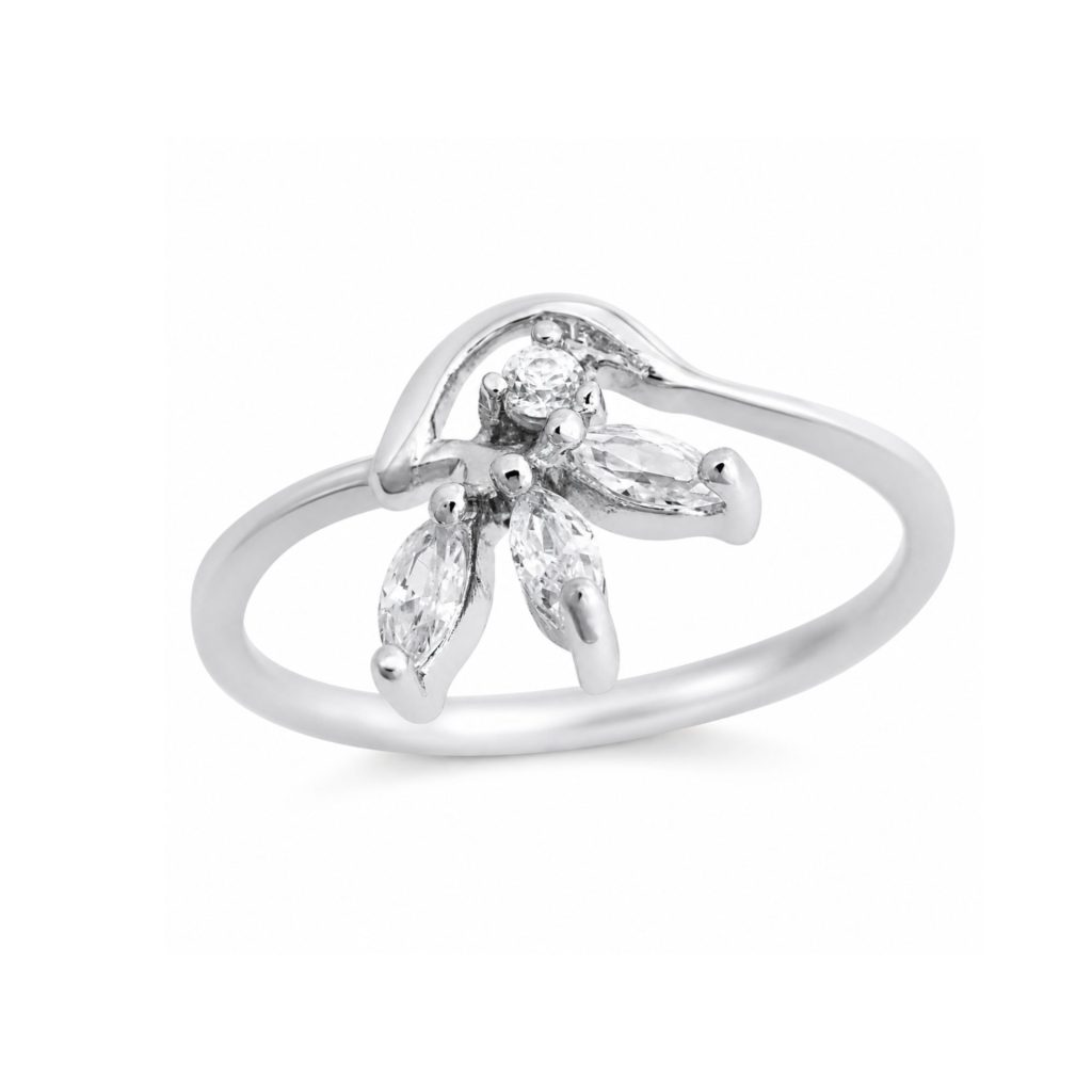 Inel din Argint 925, Jolie Silver, Model Floare, cu Zirconii, Design Elegant, Marimea 58, Argintiu