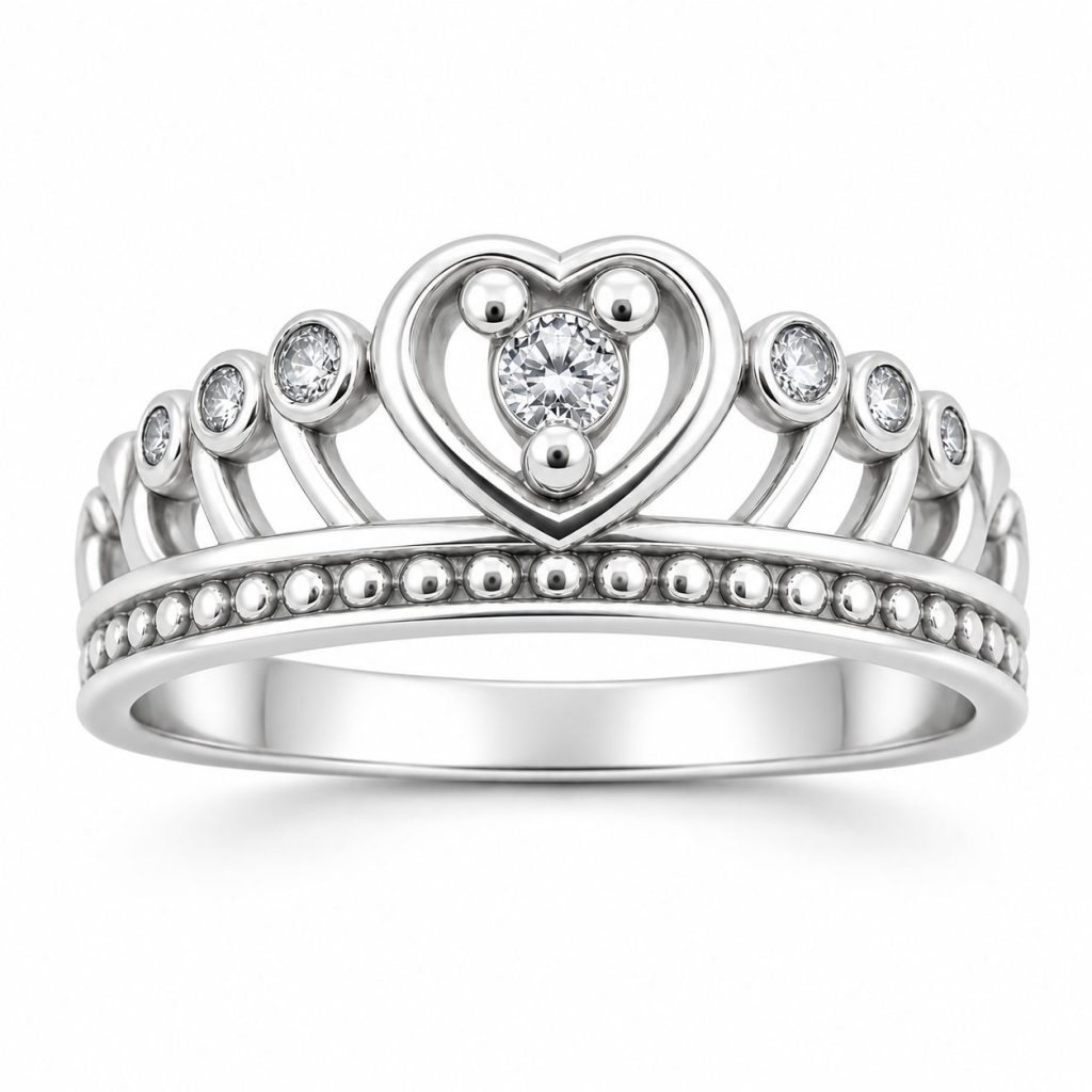 Inel din Argint 925, Jolie Silver, Model Coroana, cu Marcasite si Zirconiu, Design Elegant, Marimea 52, Argintiu