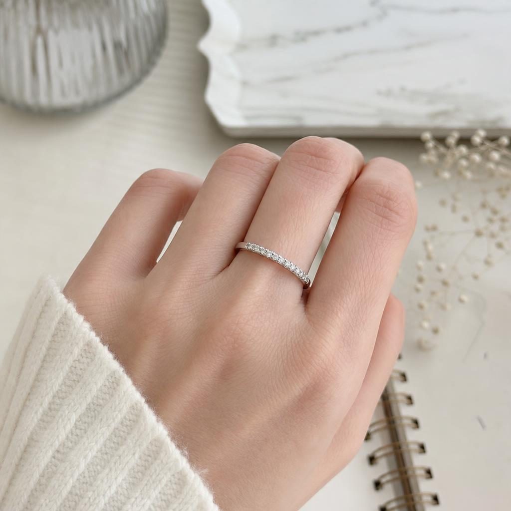 Inel Eternity Argint 925 cu Micro-Pavé de Zirconiu, Jolie Silver, Mărime 54 - Image 5