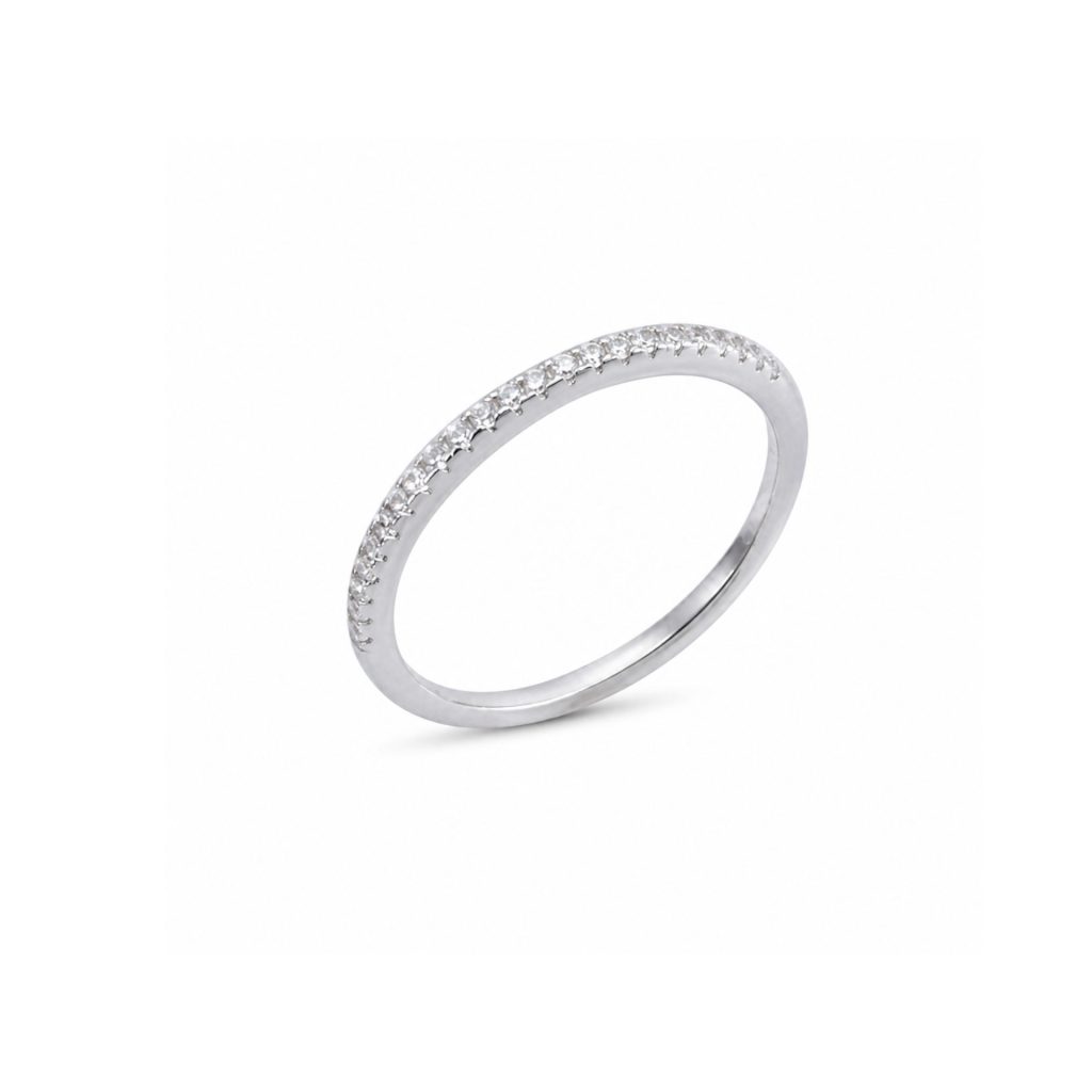 Inel Eternity Din Argint 925, Jolie Silver, Model Ultra-Slim Cu Minizirconii Albe, 1.155 g