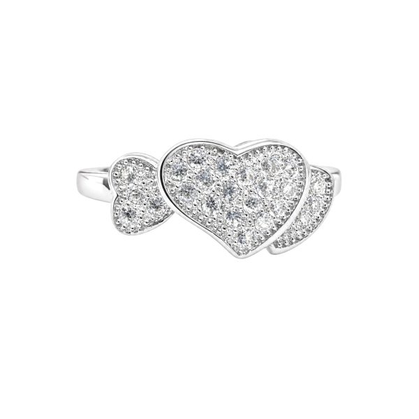 Inel, Jolie Silver, Argint 925 Inimi cu Pietre M 49