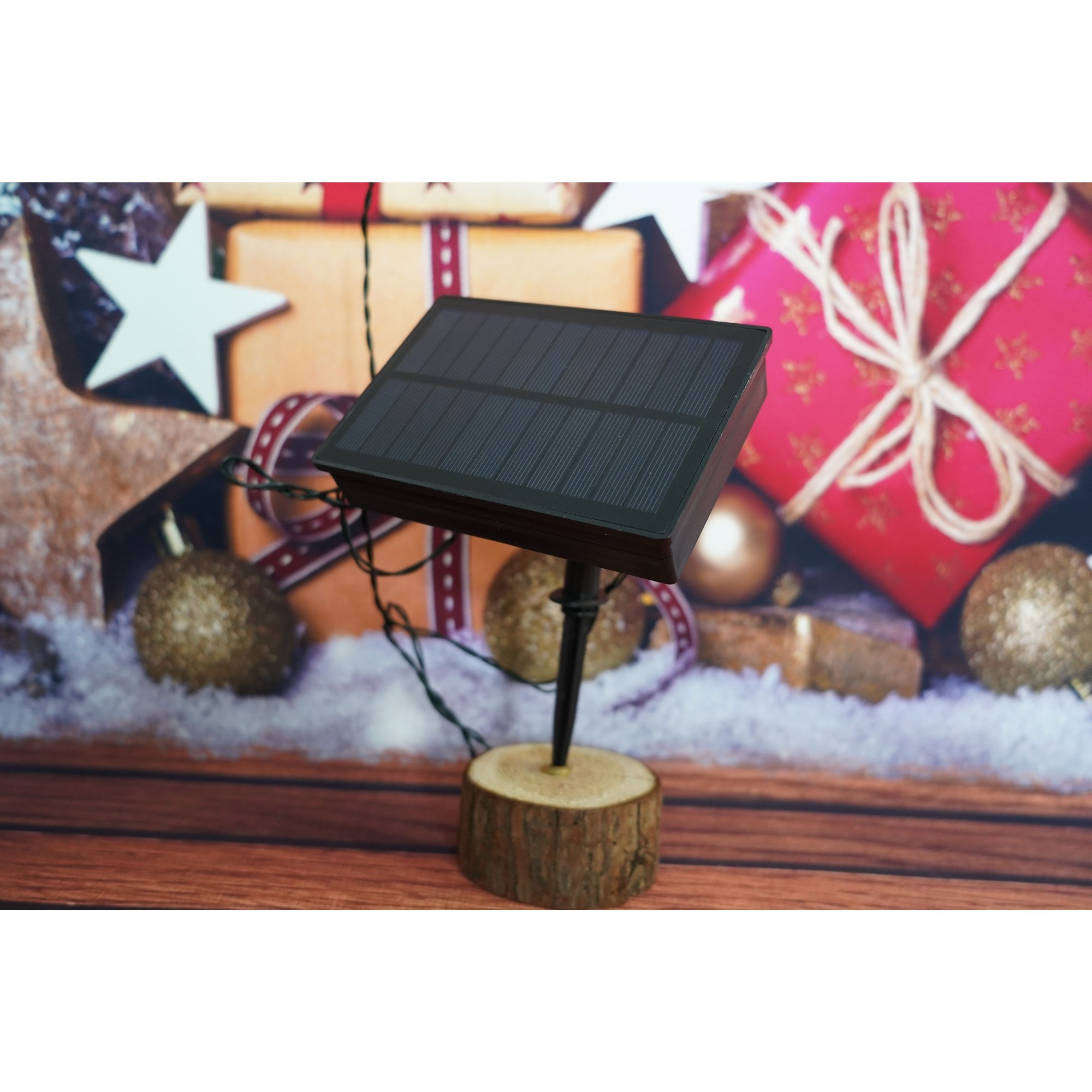 Instalatie Craciun, 12 metri, 100 de LED-uri, alb cald, cu energie solara, fir de cupru, liniar, interior/exterior, Flippy - Image 8