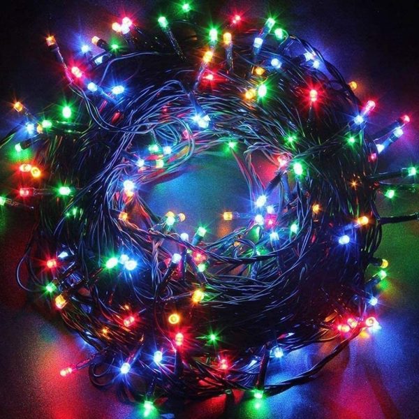 Instalatie Craciun, 25 m, 715 Led-uri ,Franjuri, Multicolor, Flash, Transformator, Interconectabila, Prelungitor 3 m inclus, Fir Transparent, Flippy