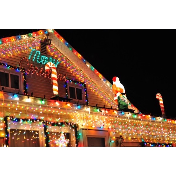 Instalatie Craciun, 25 m, 715 Led-uri ,Franjuri, Multicolor, Flash, Transformator, Interconectabila, Prelungitor 3 m inclus, Fir Negru, Flippy - Image 6