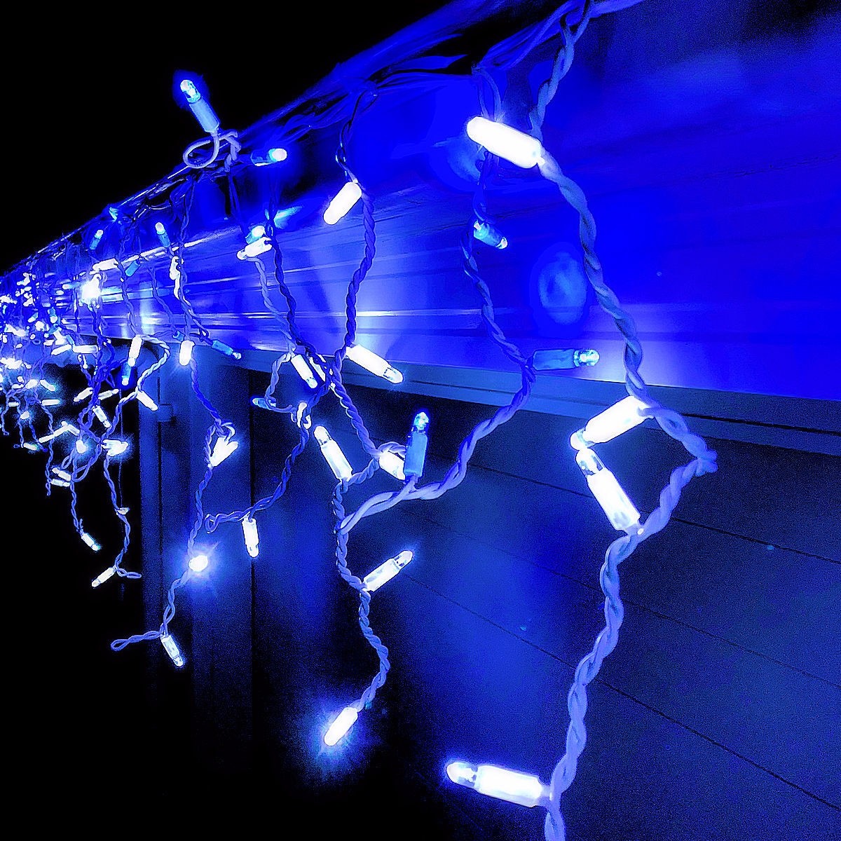 Instalatie Craciun, 35 m, 1001 Led-uri ,Franjuri, Albastru, Flash, Transformator cu telecomanda, Interconectabila, Prelungitor 5 m inclus, Fir Alb, Flippy - Image 5